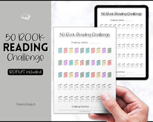 Load image into Gallery viewer, 50 Book Challenge Printable | Reading Challenge BUNDLE, Adult &amp; Kids Reading Log &amp; Book Tracker | Sky Mono
