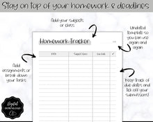 Load image into Gallery viewer, Homework Tracker &amp; Homework Planner Printable | Academic Assignment Planner Template | Mono
