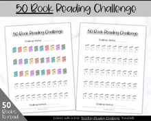 Load image into Gallery viewer, 50 Book Challenge Printable | Reading Challenge BUNDLE, Adult &amp; Kids Reading Log &amp; Book Tracker | Sky Mono
