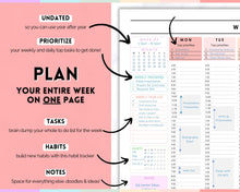 Load image into Gallery viewer, Weekly Hourly Planner - EDITABLE Weekly Schedule &amp; Daily Planner | Colorful Undated Planner, 2023 Weekly Organizer, To Do List Printable | Pastel Rainbow
