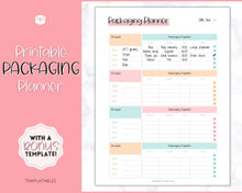 Load image into Gallery viewer, Packaging Planner Template Printable | Digital Small Business Product Planner | Colorful Sky
