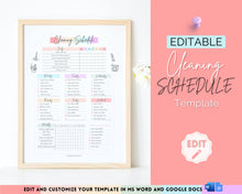 Load image into Gallery viewer, Editable House Shape Cleaning Schedule &amp; Housekeeping Checklist for House Chores | Pastel Rainbow
