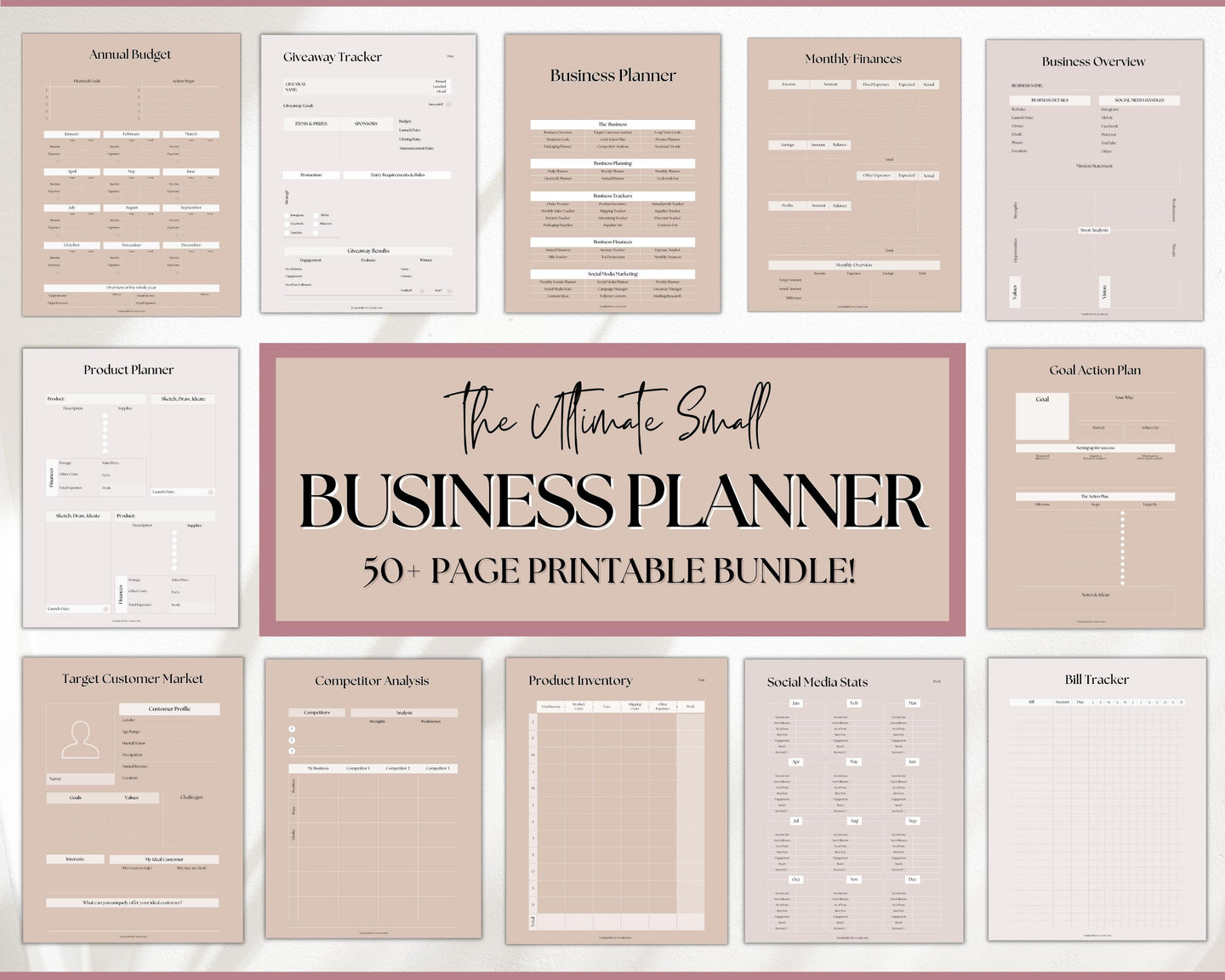 Small Business Planner Printable BUNDLE | Ultimate Business Tracker for Entrepreneur & Business Owners | Lux