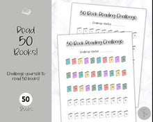 Load image into Gallery viewer, 50 Book Challenge Printable | Reading Challenge BUNDLE, Adult &amp; Kids Reading Log &amp; Book Tracker | Sky Mono
