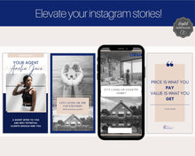 Load image into Gallery viewer, 65 REAL ESTATE Instagram Story Templates. Editable Realtor Canva Template Pack. Instagram Square Posts. Marketing Graphics, Social Media IG
