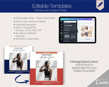 Load image into Gallery viewer, 65 REAL ESTATE Instagram Story Templates. Editable Realtor Canva Template Pack. Instagram Square Posts. Marketing Graphics, Social Media IG
