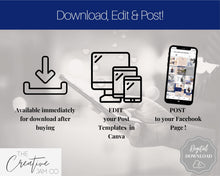 Load image into Gallery viewer, 65 REALTOR Facebook Post Templates. Real Estate Facebook Templates. Editable Canva Template Pack. Marketing Graphics, Social Media Posts
