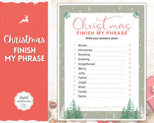 Load image into Gallery viewer, Christmas Finish My Phrase Game | Holiday Xmas Party Game Printables for the Family | Green
