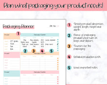 Load image into Gallery viewer, Packaging Planner Template Printable | Digital Small Business Product Planner | Colorful Sky
