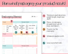 Load image into Gallery viewer, Packaging Planner Template Printable | Digital Small Business Product Planner | Colorful Sky
