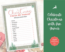 Load image into Gallery viewer, Christmas Finish My Phrase Game | Holiday Xmas Party Game Printables for the Family | Green
