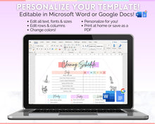 Load image into Gallery viewer, Editable House Shape Cleaning Schedule &amp; Housekeeping Checklist for House Chores | Pastel Rainbow
