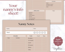 Load image into Gallery viewer, Nanny Schedule, Notes &amp; Report Template for Baby | Babysitter Info Hiring Guide, Nanny Checklist &amp; Planner, Baby Daily Log | Lux
