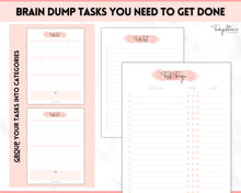 Load image into Gallery viewer, EDITABLE Brain Dump Template BUNDLE | To Do List Printable, ADHD Work Productivity Planner | Pink Watercolor
