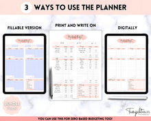 Load image into Gallery viewer, Editable Paycheck Budget Planner Template | Printable Paycheck Tracker, Finance Planner, Zero Based Budget Binder | Pink Watercolor
