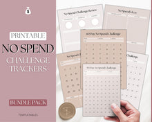 Load image into Gallery viewer, No Spend Challenge BUNDLE | Printable 30 day, 60 day, 90 day Savings Challenge &amp; Monthly Spending Tracker | Lux
