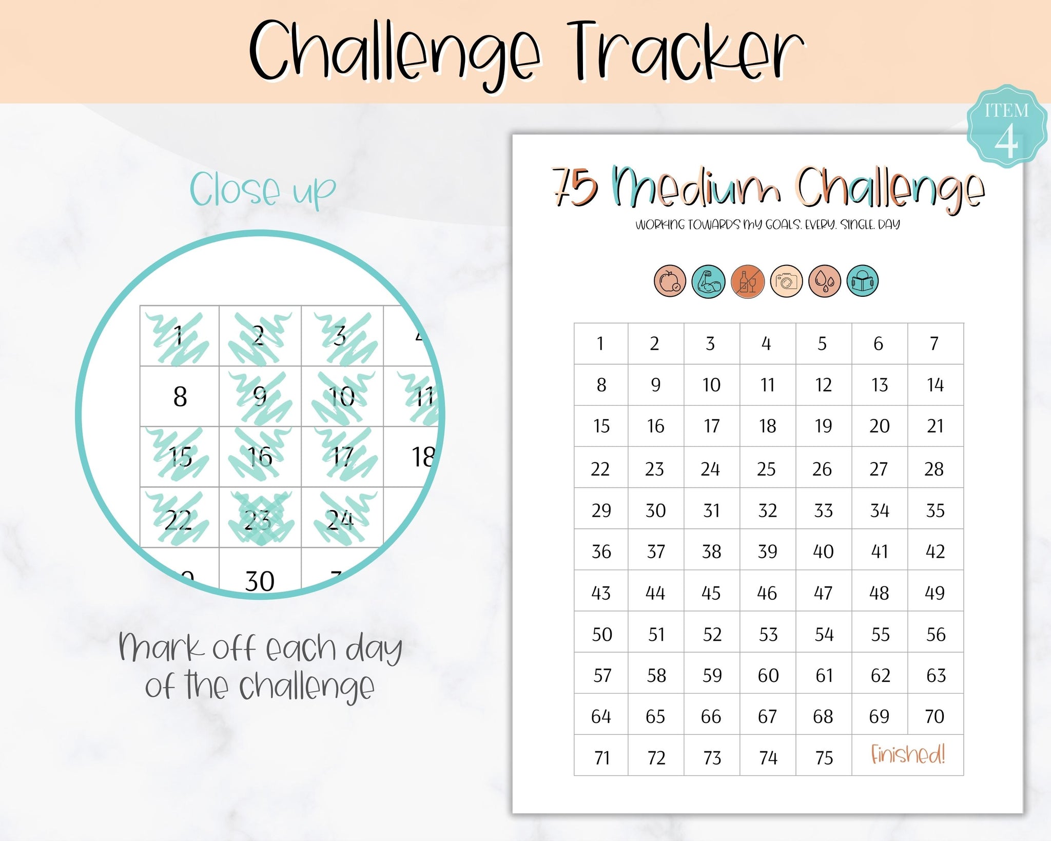 EDITABLE 75 MEDIUM Challenge Tracker Fitness Health Planner Summer Editable 75 medium challenge tracker fitness health planner summer