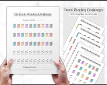 Load image into Gallery viewer, 50 Book Challenge Printable | Reading Challenge BUNDLE, Adult &amp; Kids Reading Log &amp; Book Tracker | Sky Mono
