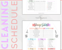 Load image into Gallery viewer, Editable House Shape Cleaning Schedule &amp; Housekeeping Checklist for House Chores | Pastel Rainbow
