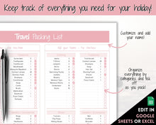 Load image into Gallery viewer, Travel Packing List Template | EDITABLE Google Sheets Packing Checklist for Vacation, Holidays and Cruises
