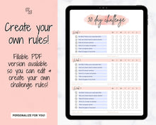 Load image into Gallery viewer, 30 Day Habit Tracker Printable | EDITABLE 30 Day Self Care Fitness Challenge | Pink
