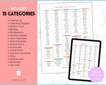 Load image into Gallery viewer, College Packing List Printable | Back to School Moving Checklist for Students, Google Sheets | Pastel Rainbow
