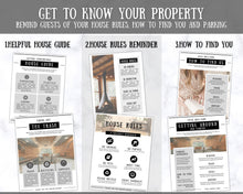 Load image into Gallery viewer, Airbnb Welcome Book Template | Editable Canva Welcome Guide for Vacation Rentals | Farmhouse
