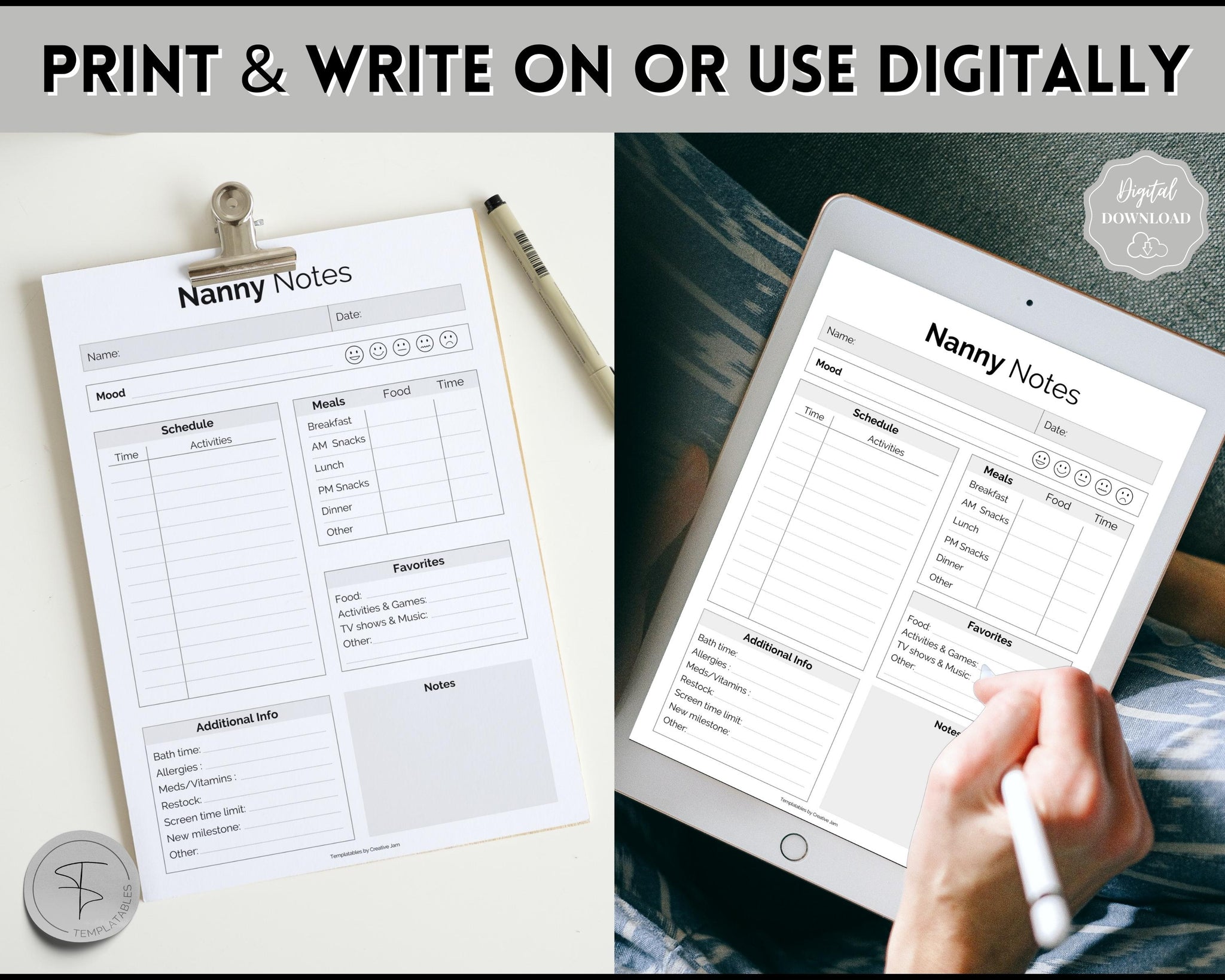 Nanny Schedule & Report Template for Baby Babysitter Hiring Guide