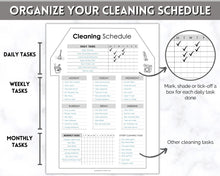 Load image into Gallery viewer, Editable House Shape Cleaning Schedule &amp; Housekeeping Checklist for House Chores | Mono
