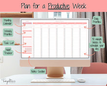 Load image into Gallery viewer, Weekly Hourly Planner Spreadsheet | EDITABLE Google Sheets Daily Schedule, Organizer &amp; To Do List | Red
