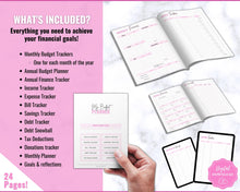 Load image into Gallery viewer, Finance Planner BUNDLE | Budget Planner Templates, Financial Savings Tracker Printables, Monthly Debt, Bill, Spending, Expenses Tracker | Brit Pink
