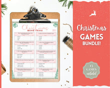 Load image into Gallery viewer, Holiday Party Games Bundle | 13 Fun Family Christmas Game Printables | Green
