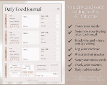 Load image into Gallery viewer, Boho Daily Food Diary Printable | Food Journal, Diet &amp; Nutrition Log | Lux
