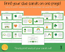 Load image into Gallery viewer, St Patricks Day Scavenger Hunt Printable Game | Kids Leprechaun Tresure Hunt Game for St Patricks Day | Pot of Gold
