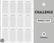 Load image into Gallery viewer, Mini Savings Challenge Printable BUNDLE | 12 Saving Trackers, Cash Envelope, A6 Saving Challenges | Mono
