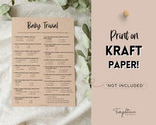 Load image into Gallery viewer, Baby Trivia Baby Shower Game Printable | Trivia Activity for Woodland, Boho, Neutral Theme Baby Showers
