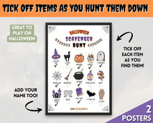 Load image into Gallery viewer, Kids Halloween Scavenger Hunt Printable Party Game | Halloween Treasure Hunt, Trick or Treat Alternative Activites
