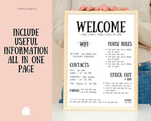 Load image into Gallery viewer, Airbnb Welcome Sign Poster Template | Printable Airbnb Host Vacation Rental Sign | Farmhouse

