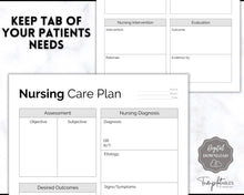 Load image into Gallery viewer, Nursing Care Plan Template Printable | Nursing School Notes Assessment, Student Study Guide &amp; Cheat Sheet | Mono
