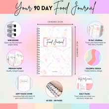 Load image into Gallery viewer, Food Journal: Daily Food Journal, 90 Day Meal Tracker &amp; Planner, Fitness Diet Wellness Planner, Habit Tracker, Weight Loss Tracker, Nutrition Log, Daily Food Diary | A5 Pastel Rainbow
