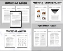 Load image into Gallery viewer, Business Plan Template | Editable Small Business Start Up Workbook in Canva, Word &amp; Google Docs | Mono Strip
