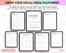 Load image into Gallery viewer, Social Media Digital Planner | GoodNotes Content &amp; Marketing Planner for Instagram, YouTube, TikTok | Pastel Rainbow
