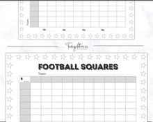 Load image into Gallery viewer, Printable Football Squares for the Superbowl | Football Betting Games, Super Bowl Squares, Football Fundraiser | 4 Color Bundle
