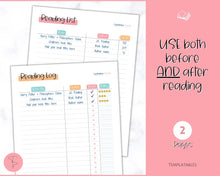 Load image into Gallery viewer, Reading Log Printable for Kids | Reading List, Summer Reading Challenge &amp; Book Tracker | Colorful Sky
