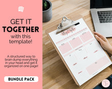 Load image into Gallery viewer, EDITABLE Brain Dump Template BUNDLE | To Do List Printable, ADHD Work Productivity Planner | Pink Watercolor
