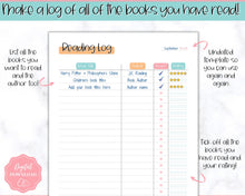 Load image into Gallery viewer, Reading Log Printable for Kids | Reading List, Summer Reading Challenge &amp; Book Tracker | Colorful Sky
