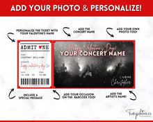 Load image into Gallery viewer, Valentine&#39;s Day Gift Concert Ticket Template | EDITABLE Surprise Gift for Musical Events &amp; Theatre Shows
