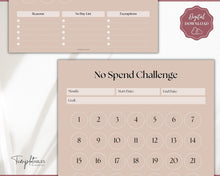 Load image into Gallery viewer, No Spend Challenge BUNDLE | Printable 30 day, 60 day, 90 day Savings Challenge &amp; Monthly Spending Tracker | Lux
