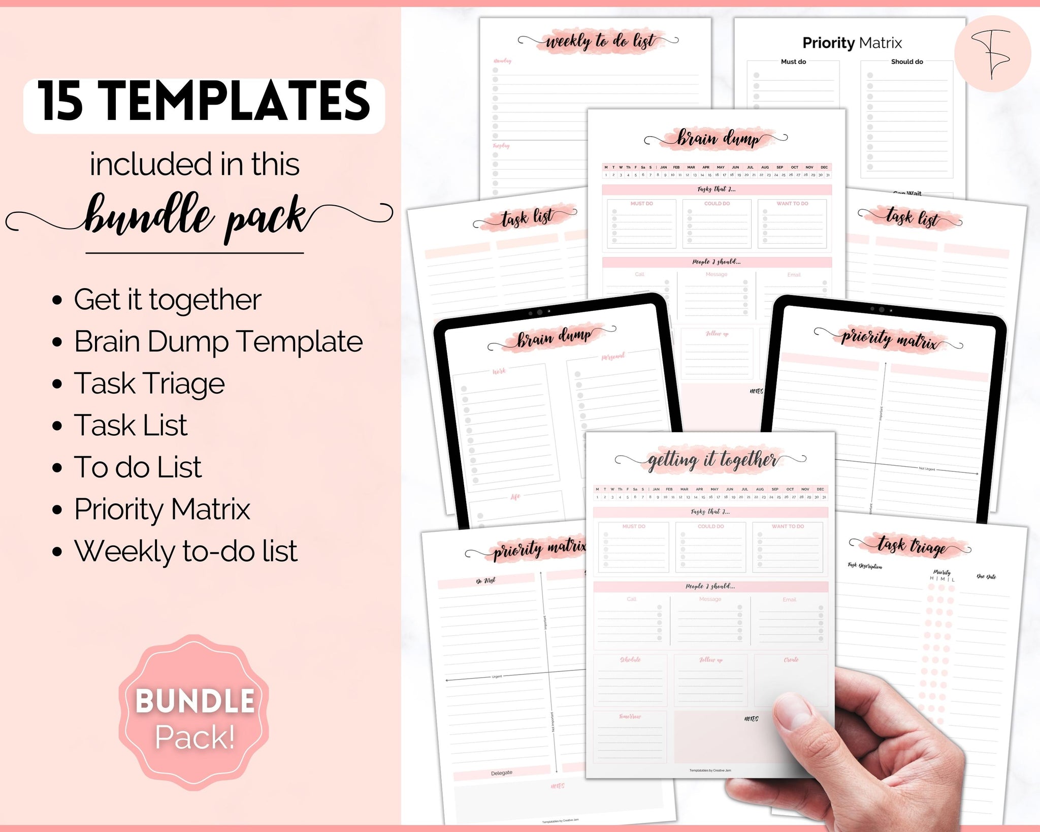 EDITABLE Brain Dump Template BUNDLE ADHD Daily Planner