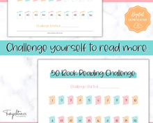 Load image into Gallery viewer, 50 Book Challenge Printable | Reading Challenge BUNDLE, Adult &amp; Kids Reading Log &amp; Book Tracker | Sky Colorful
